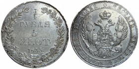 Russia - Poland 3/4 Rouble - 5 Zlotych 1836 НГ R
Bit# 1101 (R); Silver 15,55g.; XF
