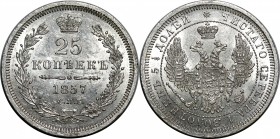 Russia 25 Kopeks 1857 СПБ ФБ
Bit# 55; Silver 5,20g.; Mint luster; UNC
