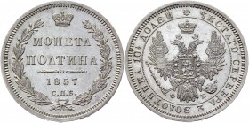 Russia Poltina 1857 СПБ ФБ
Bit# 51; Silver 10,3g.; UNC