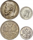 Russia 50 Kopeks & 1 Rouble 1896 - 1899
Silver