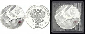 Russia 3 Roubles 2014
Y# 1478; Silver (0.900) 34.56g; Proof; Winter Olympiad in Sotchi, Freestyle Skiing