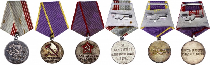 Russia - USSR Lot of 3 Labor Medals
Various Motives; With Document