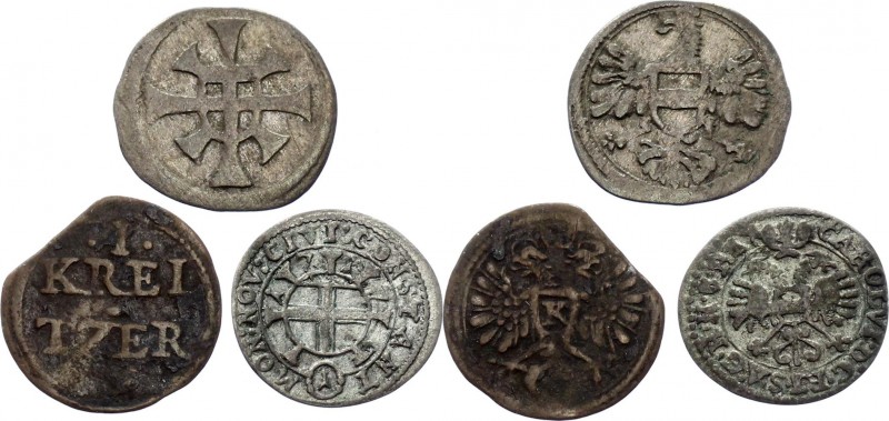 German States 3 x 1 Kreuzer 1657 - 1717
Billon; Various States; F-VF