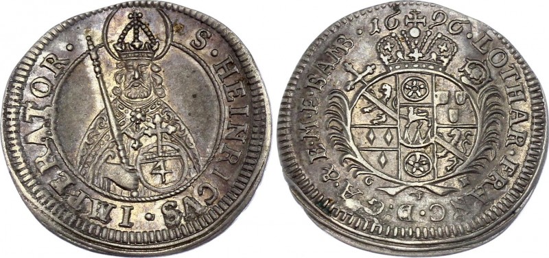 German States Bamberg 4 Kreuzer 1696 GFN
KM# 85; Krug# 362; Silver; Luther Fran...