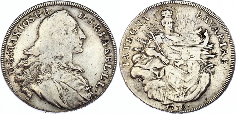 German States Bavaria 1/2 Thaler 1770
KM# 499; Silver; Maximilian III Joseph; F...