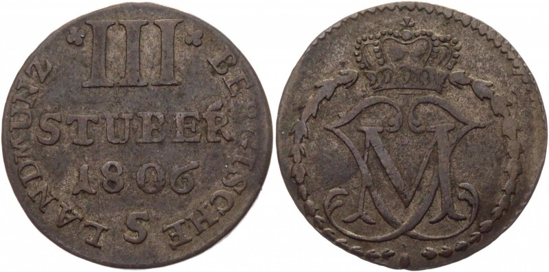 German States Berg 3 Stuber 1806 S
KM# 7; AKS# 5; J# 165; Silver 1,82g.; Maximi...