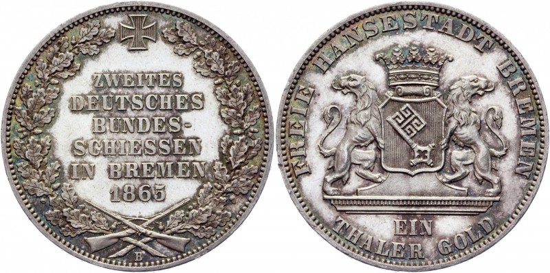 German States Bremen Thaler 1865 B
KM# 997; Silver 17,8g.; UNC