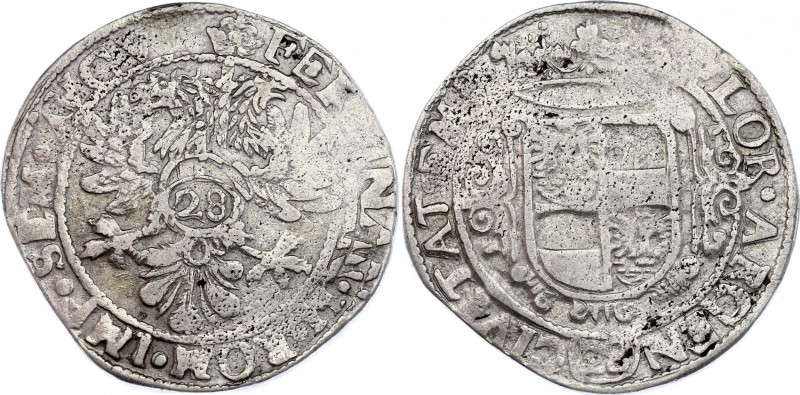 German States Emden 28 Stuber 1624 - 1637 (ND)
KM# 10.2; Silver