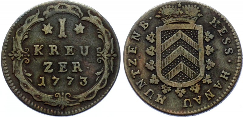 German States Hanau-Munzenberg 1 Kreuzer 1773
KM# 111; Schutz# 2080; Hoffm# 262...