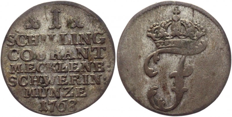 German States Mecklenburg-Schwerin 1 Schilling 1768
KM# 204; Schön# 46; Kunzel#...