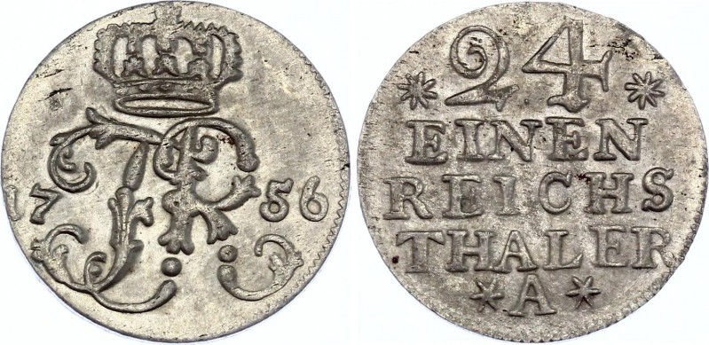 German States Prussia 1/24 Thaler 1756 A
KM# 276; Silver; Friedrich II.