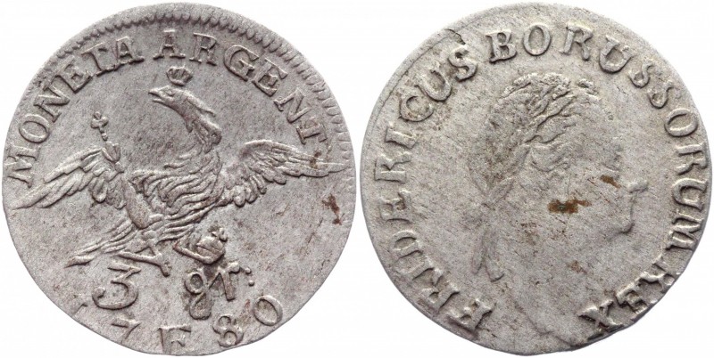 German States Prussia 3 Groschen 1780 E Königsberg
KM# A328.2; Silver 1,31g.; X...