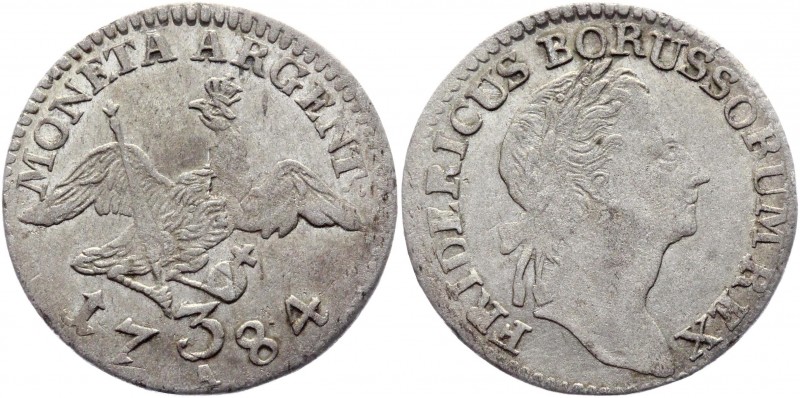 German States Prussia 3 Groschen 1784 A
KM# 337; Silver 1,54g.; AU