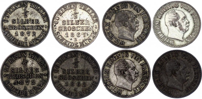 German States Prussia 4 x 1/2 Silber Groschen 1862 -1872
KM# 484; Silver; Wilhe...