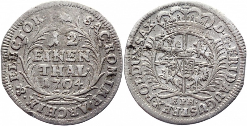 German States Saxony-Albertine 1/12 Thaler 1704 EPH
KM# 683; Silver 3,39g.; XF