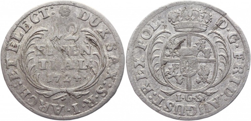 German States Saxony-Albertine 1/12 Thaler 1724 IGS
KM# 799; Silver 3,25g.; XF