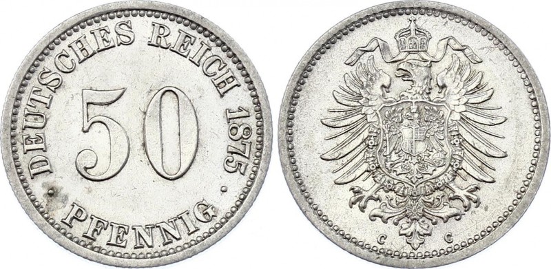 Germany - Empire 50 Pfennig 1875 C
KM# 6; Silver; Wilhelm I; AUNC