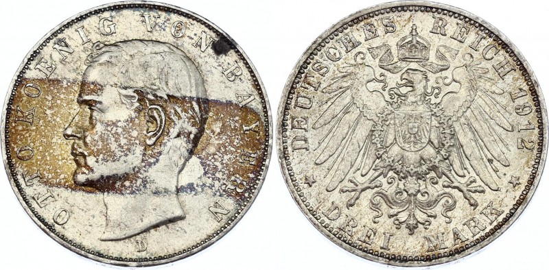 Germany - Empire Bavaria 3 Mark 1912 D
KM# 996; Silver; Otto I; UNC- with Full ...