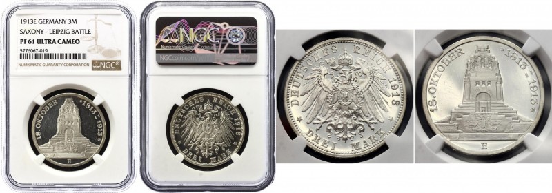 Germany - Empire Saxony 3 Mark 1913 E PROOF NGC PF61 ULTRA (+VIDEO)
KM# 1275; J...