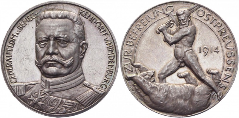 Germany - Empire Silver Medal Hindenburg on the Liberation of Ostpreussens 1914...