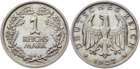 Germany - Weimar Republic 1 Mark 1927 J
KM# 44; Silver 4,9g.; AUNC