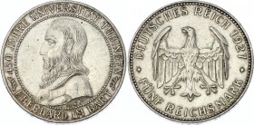 Germany - Weimar Republic 5 Reichsmark 1927 F
KM# 55; Silver; 450th Anniversary of the Tubingen University