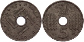 Germany - Third Reich 5 Reichspfennig 1940 A
KM# 98; Zinc 2,52g.; XF-AUNC