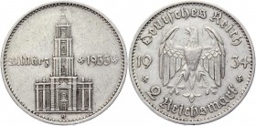 Germany - Third Reich 2 Reichsmark 1934 G
KM# 81; Silver 7,96g.; Anniversary - Nazi Rule March 21, 1933; XF