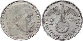 Germany - Third Reich 2 Reichsmark 1936 G
KM# 93; Silver 8,05g.; Swastika-Hindenburg; XF+