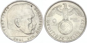 Germany - Third Reich 2 Reichsmark 1937 A
KM# 93; Silver; Paul von Hindenburg; UNC with Full Mint Luster!