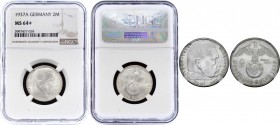 Germany - Third Reich 2 Reichsmark 1937 A NGC MS 64+
KM# 93; Silver; Paul von Hindenburg; UNC with Full Mint Luster!