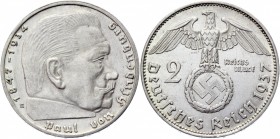 Germany - Third Reich 2 Reichsmark 1937 E
KM# 93; Silver 8,00g.; Swastika-Hindenburg; AUNC