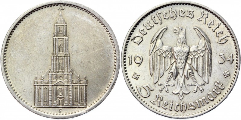 Germany - Third Reich 5 Reichsmark 1934 F Key Date
KM# 83; Silver 13,82g.; 1st ...