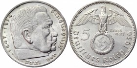 Germany - Third Reich 5 Reichsmark 1936 A
KM# 94; Silver 13,91g.; Swastika-Hindenburg; AUNC