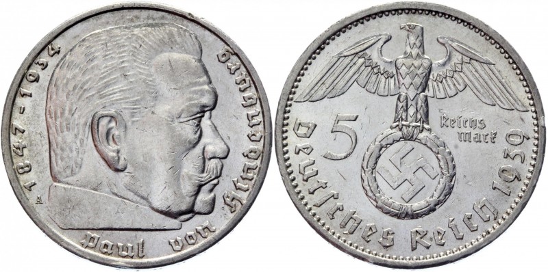 Germany - Third Reich 5 Reichsmark 1939 A
KM# 94; Silver 13,85g.; Swastika-Hind...
