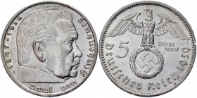 Germany - Third Reich 5 Reichsmark 1939 A
KM# 94; Silver 13,85g.; Swastika-Hindenburg; AUNC