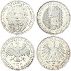 Germany - FRG 2 x 5 Mark 1966 - 1967
KM# 119.1, 120,1; Silver; Various Motives