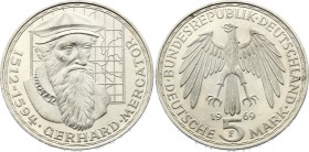 Germany - FRG 5 Mark 1969 F
KM# 126.1; Silver; 375th Anniversary - Death of Gerhard Mercator (cartographer); UNC