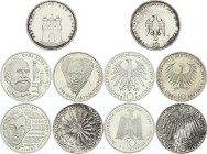 Germany - FRG Lot of 5 Coins 10 Mark 1972 - 2001
Silver; Various Dates & Motives