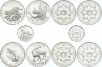 Germany Lot of 5 Silver Medals "Animal World" 2000
Silver (.999); 90,4 g. Fine; Various Animals Motives