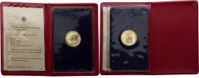 Andorra 1 Sovereign 1978 With Original Box
Bishop Joan of Urgell; Gold (.917) 8.00g; Mintage 3500; Proof