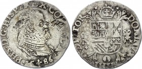 Belgium Flandern, Aalst 1/5 Ecu 1586 Philipp II
Vanhoudt# 367 BG (R1); Silver; Philipp II von Spanien (1555-1598); VF