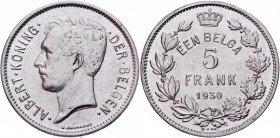 Belgium 5 Francs 1930
KM# 98; Nickel 14,24g.; Albert; AUNC