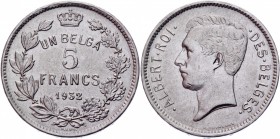 Belgium 5 Francs 1932
KM# 97.1; Nickel 13,81g.; Albert; XF-AUNC