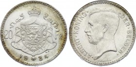 Belgium 20 Francs 1934
KM# 104; Silver; Albert I; UNC