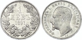 Bulgaria 1 Lev 1891
KM# 13; Silver; Ferdinand I; XF-