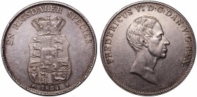 Denmark 1 Speciedaler 1834 IS/FF
KM# 695.1; Silver 28.93g 37mm; Rare in this Condition; XF+/aUNC