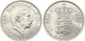 Denmark 2 Kroner 1937
KM# 830; Silver; Silver Jubilee of Reign; Christian X; UNC