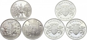 Denmark Lot of 3 Silver Medals "Danish History"
Each Medal: Silver (.925) 26.75g 36mm; Proof; Various Motives