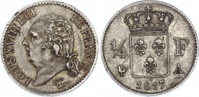 France 1/4 Franc 1817 A
KM# 714.1; Silver; Louis XVIII; XF